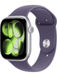 Apple Watch Series 11 5G 46mm Aluminium Case mit Silicon Armband – Silver · Silicon Purple