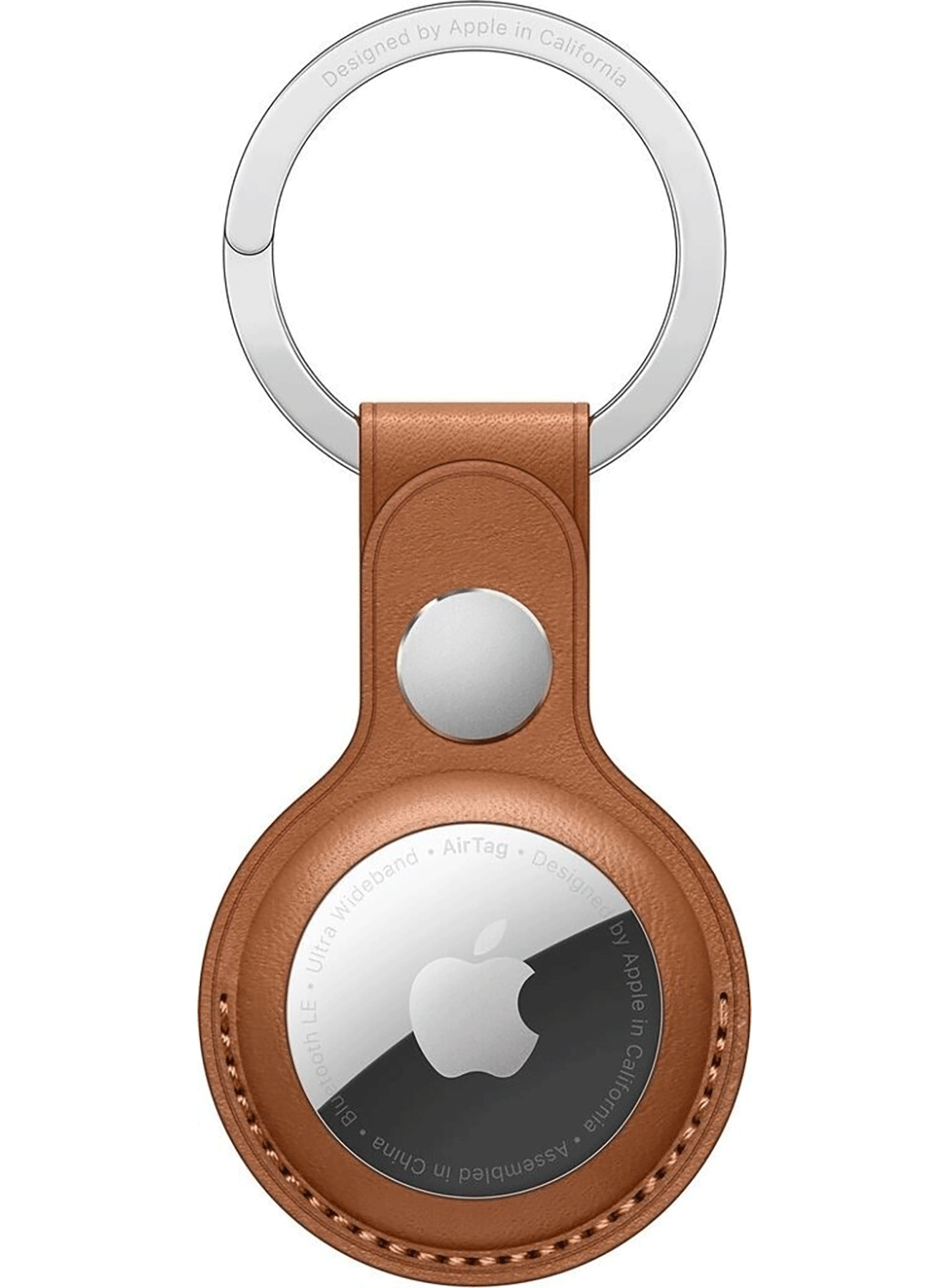 Apple AirTag Leather Key Ring Saddle Brown