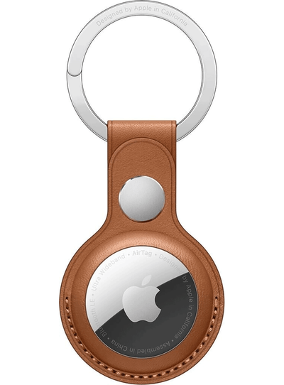 Apple AirTag Leather Key Ring Saddle Brown