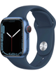 Apple Watch 7 LTE 45mm Aluminium Case mit Silicon Armband – Starke Gebrauchsspuren – Abyss Blue · Silicon Blue