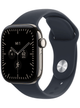 Apple Watch Series 12 5G 42mm Titan Case – Natural Titanium · Navy Blue Sport Band