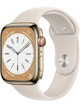 Apple Watch Series 8 4G 45mm Edelstahl Case mit Silicon Armband – Stainless Steel Gold · Silicon White