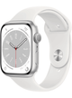 Apple Watch Series 8 GPS 45mm Aluminium Case mit Silicon Armband – Starke Gebrauchsspuren – Silver · Silicon White