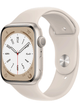 Apple Watch Series 8 GPS 45mm Aluminium Case mit Silicon Armband – Starke Gebrauchsspuren – Starlight · Silicon White