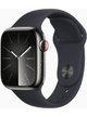 Apple Watch Series 9 4G 41mm Edelstahl Case mit Silicon Armband – Midnight · Silicon Black