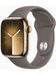 Apple Watch Series 9 4G 41mm Edelstahl Case mit Silicon Armband – Gold · Silicon Brown