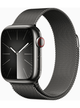 Apple Watch Series 9 4G 41mm Edelstahl Case – Midnight · Milanese Graphit
