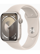 Apple Watch Series 9 GPS 45mm Aluminium Case mit Silicon Armband – Starke Gebrauchsspuren – Starlight · Silicon White