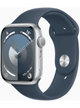Apple Watch Series 9 GPS 45mm Aluminium Case mit Silicon Armband – Starke Gebrauchsspuren – Silver · Silicon Blue
