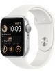 Apple Watch SE 2022 (GPS) Aluminium Case 44mm mit Silicon Armband – Silver · Silicon White