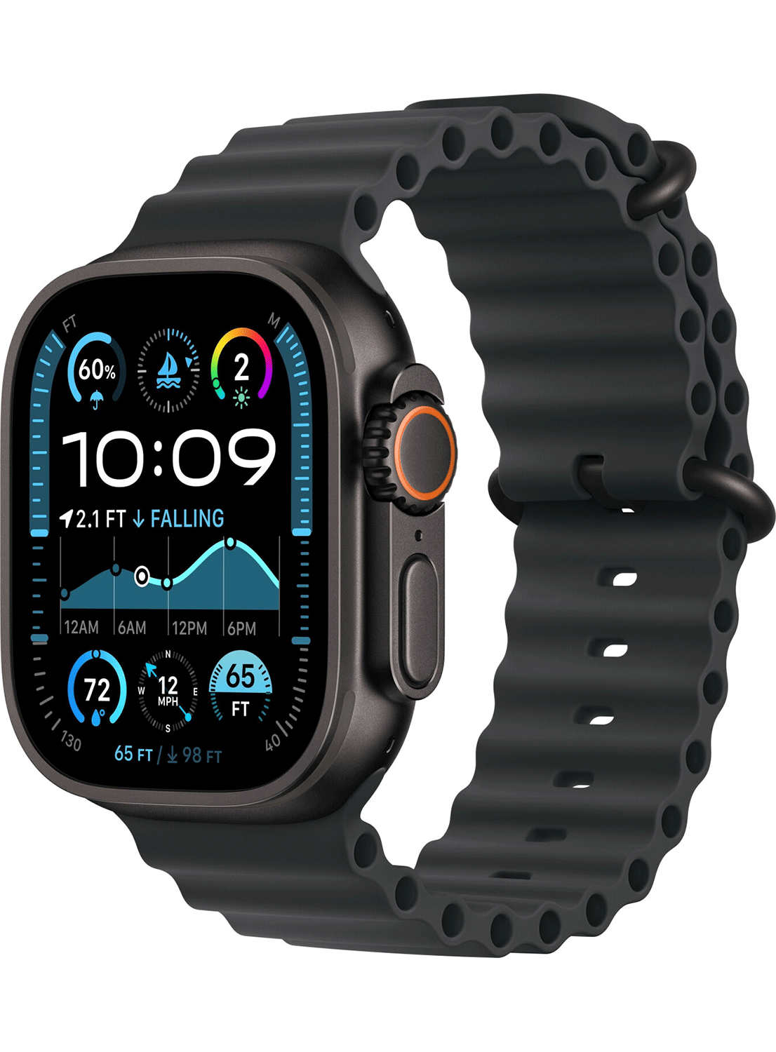 Apple Watch Ultra 2 49mm Titanium Black mit Silicon Armband