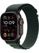 Apple Watch Ultra 2 49mm Titanium Black mit Silicon Armband – Textil · Alpine Loop Dark Green (S)