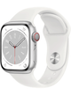 Apple Watch Series 8 GPS 41mm Aluminium Case mit Silicon Armband – Starke Gebrauchsspuren – Silver · Silicon White