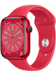 Apple Watch Series 8 4G 45mm Aluminium Case mit Silicon Armband – Starke Gebrauchsspuren – (PRODUCT)RED · Silicon Red