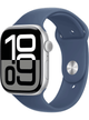 Apple Watch Series 10 GPS 46mm Aluminium Case mit Silicon Armband – Starke Gebrauchsspuren – Silver · Silicon Denim