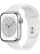 Apple Watch Series 8 4G 45mm Aluminium Case mit Silicon Armband – Starke Gebrauchsspuren – Silver · Silicon White